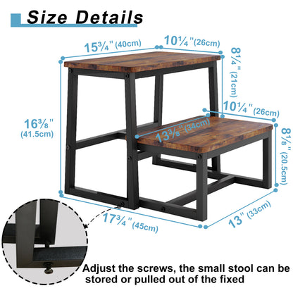B2B Two Step Stool for Adults,Holds up to 500Lb,Wooden&Metal Frame. SK402