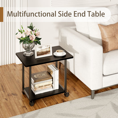 22"x15.75" Large Under Desk Printer Stand. 2-Tier Rolling Printer Cart with Wheels. KS200