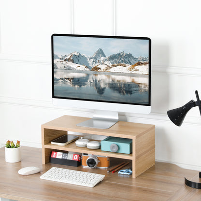 B2B 2-Pack 20" Wood Monitor Stand Riser with Keyboard Shelf. DS500X2