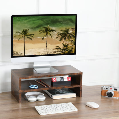 B2B 2-Pack 20" Wood Monitor Stand Riser with Keyboard Shelf. DS500X2