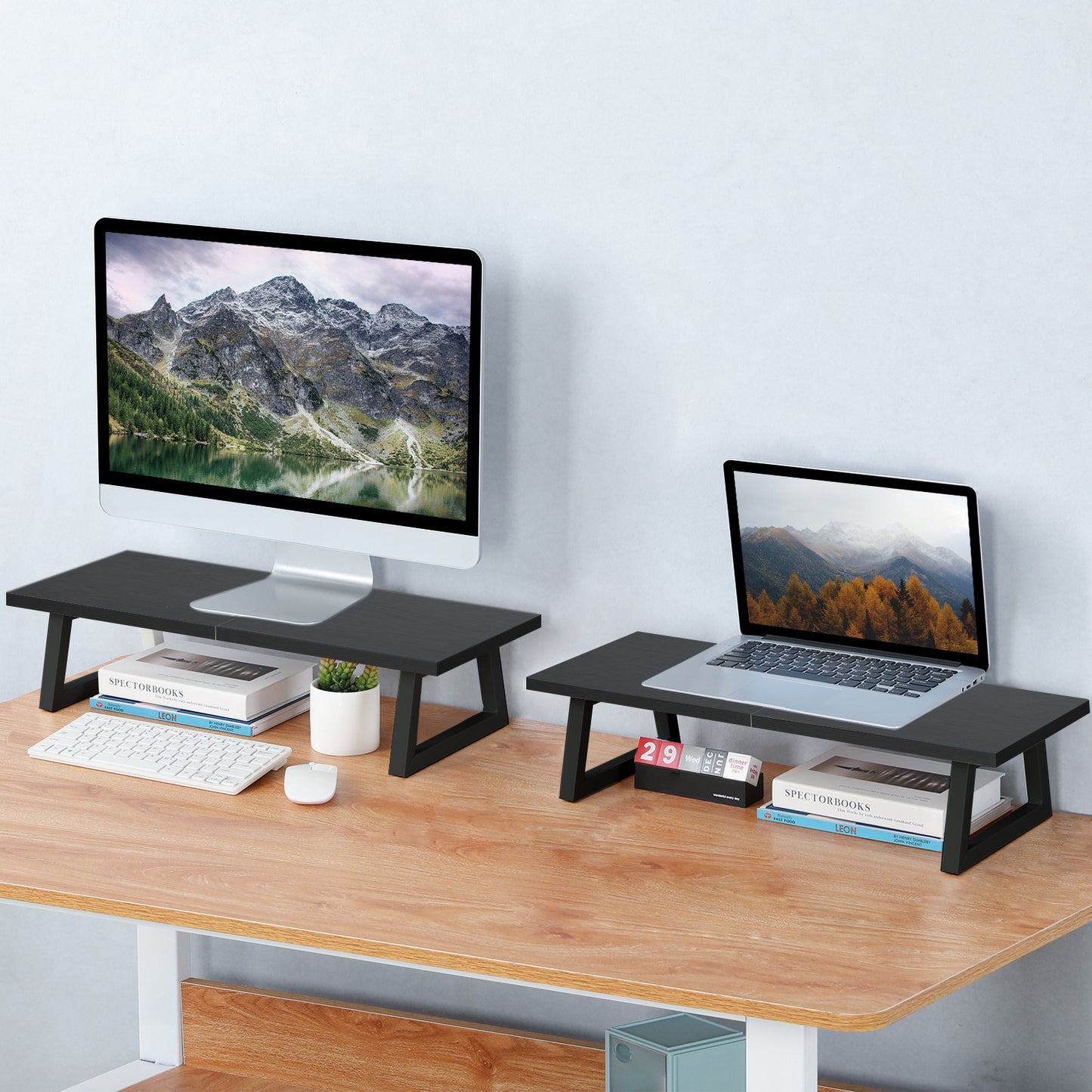 24 inch Dual Monitor Riser, Wood & Steel Desktop Riser Desk Organization. DS101