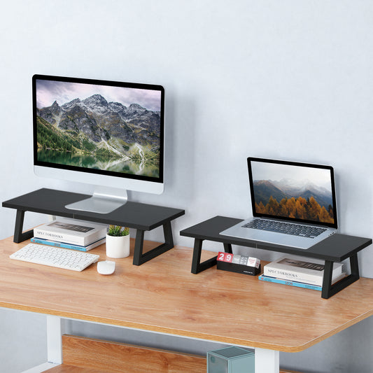 B2B 24 inch Dual Monitor Riser, Wood & Steel Desktop Riser Desk Organization. DS101