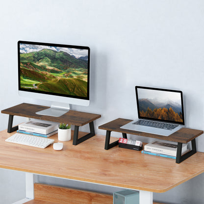 24 inch Dual Monitor Riser, Wood & Steel Desktop Riser Desk Organization. DS101