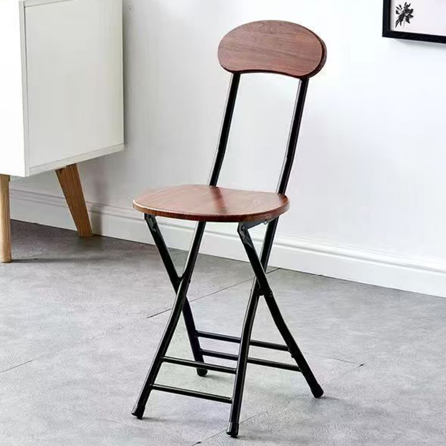 Home Folding Chair with Backrest Space Saving Portable Desk Stool