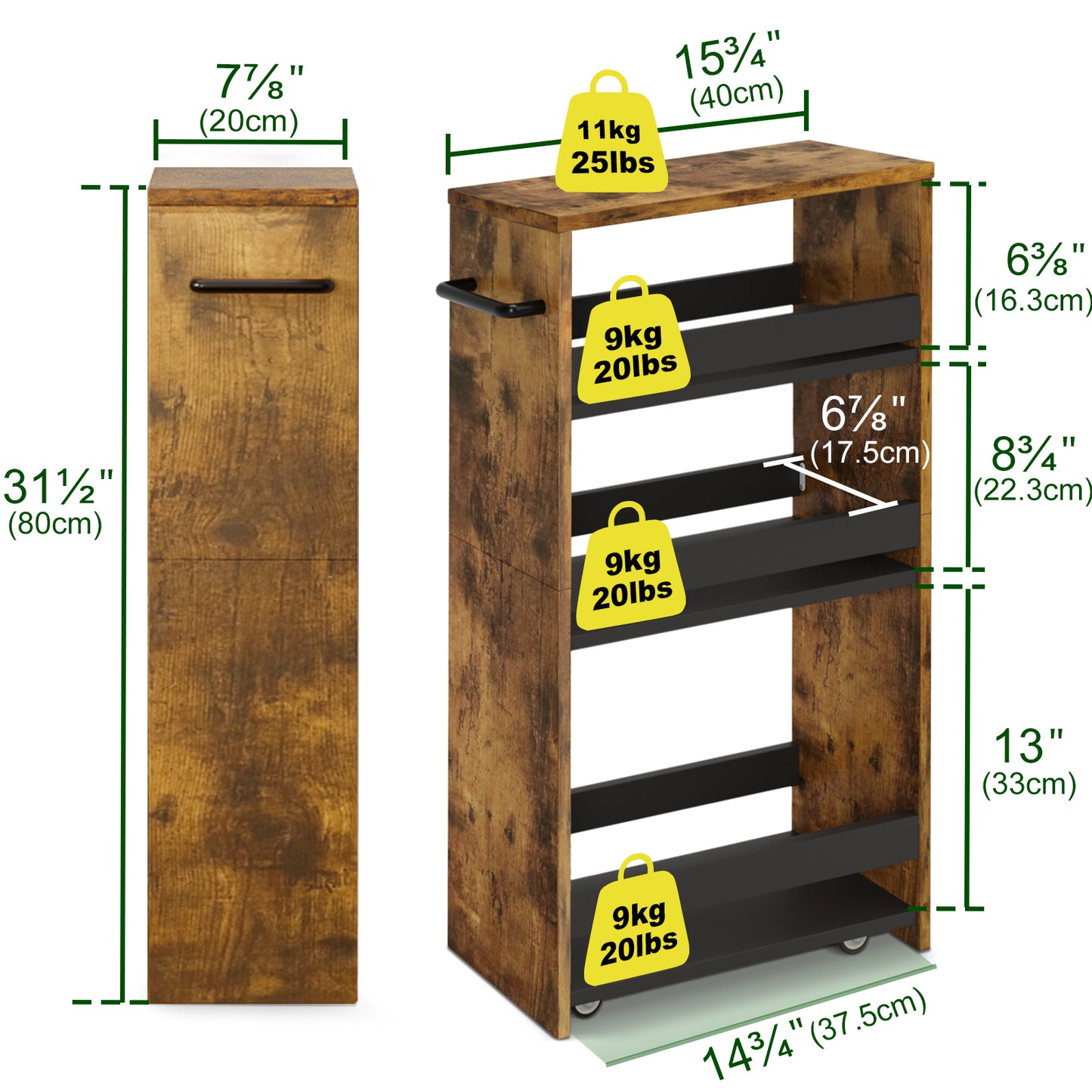 4-tier slim storage cart with handles, a pull-out rolling multifunctional cart suitable. KS4
