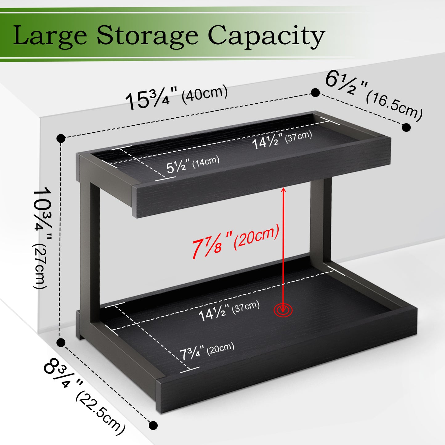 2 Tier Spice Rack Organizer for Countertop, Counter Shelf Desktop Storage. KS002