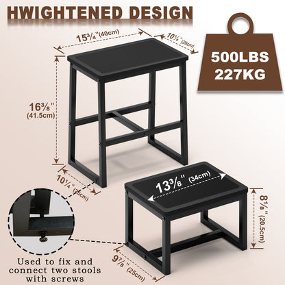 B2B Two Step Stool for Adults,Holds up to 500Lb,Wooden&Metal Frame. SK402