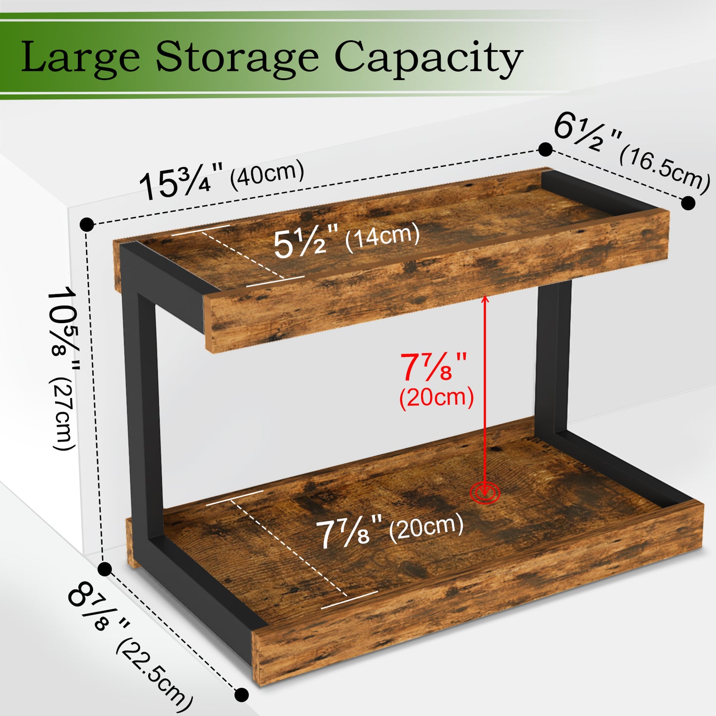 2 Tier Spice Rack Organizer for Countertop, Counter Shelf Desktop Storage. KS002