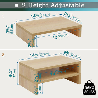 B2B 2 pack 14.2 inch  Wood Monitor Stand Riser with Storage. DS400x2