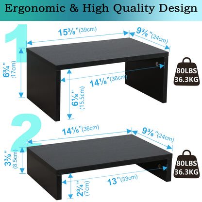 B2B Wood 2 Tier Adjustable Stand for 2 Monitors/Laptop/PC. DS402