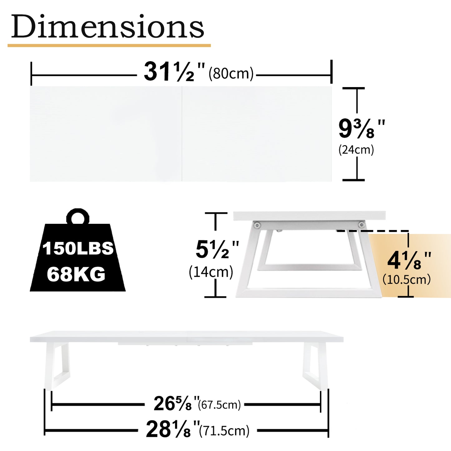 B2B 31.5 inch Monitor Stand Riser, Wood & Steel Computer Monitor Stand with Storage. DS102