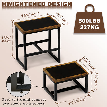 B2B Two Step Stool for Adults,Holds up to 500Lb,Wooden&Metal Frame. SK402