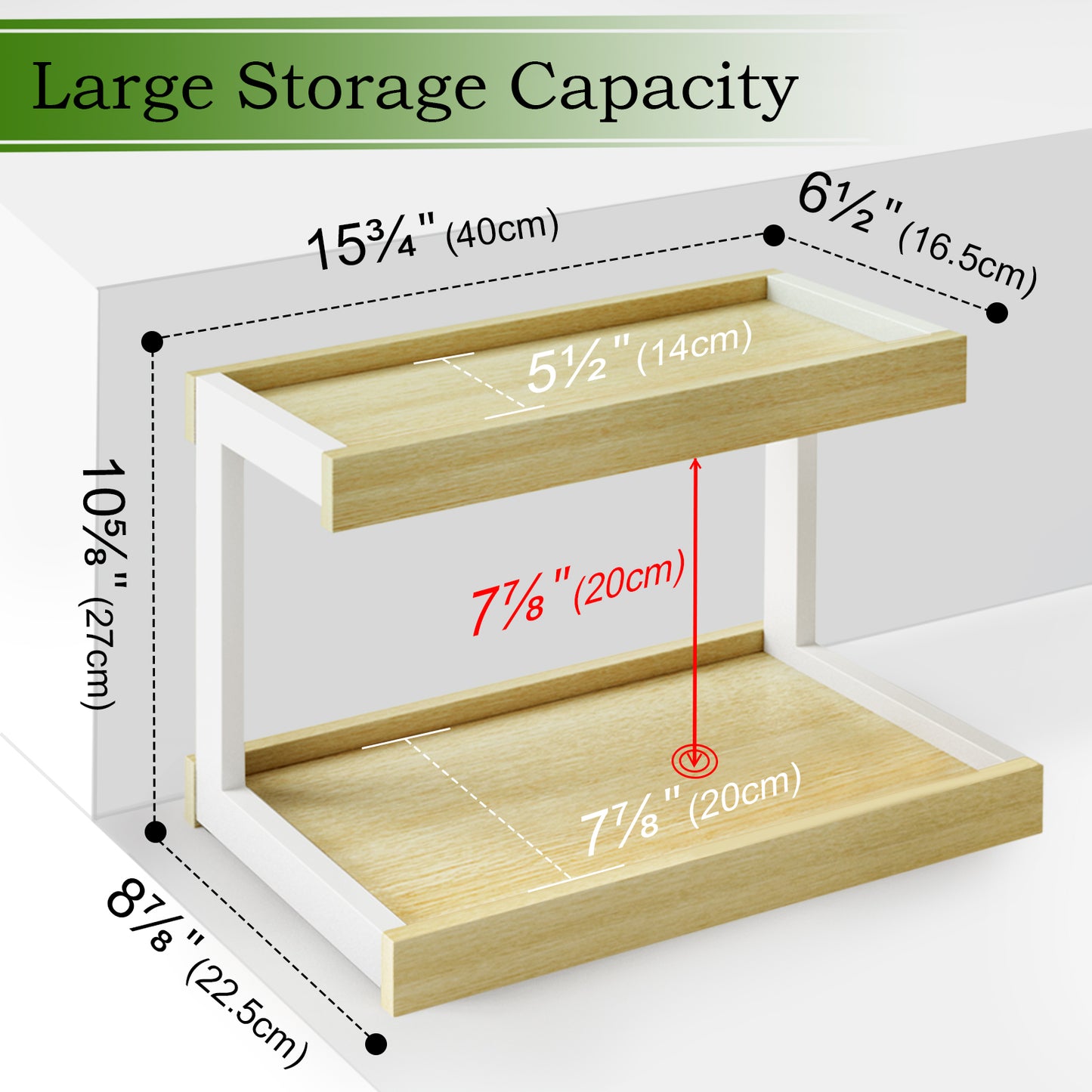 2 Tier Spice Rack Organizer for Countertop, Counter Shelf Desktop Storage. KS002