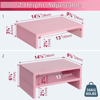 B2B 2 pack 14.2 inch  Wood Monitor Stand Riser with Storage. DS400x2