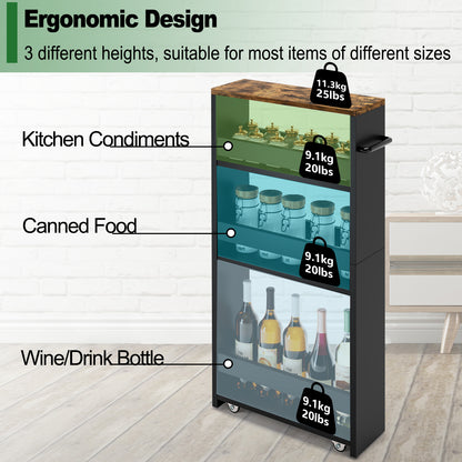 4-tier slim storage cart with handles, a pull-out rolling multifunctional cart suitable. KS4