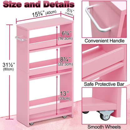 B2B 4-Tier Slim Storage Cart with Handles, Rolling Pull-Out Organizer. KS4