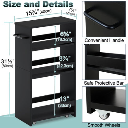 4-tier slim storage cart with handles, a pull-out rolling multifunctional cart suitable. KS4