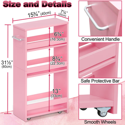 B2B 4-Tier Slim Storage Cart with Handles, Rolling Pull-Out Organizer. KS4