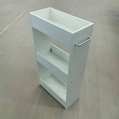 3-Tier 7.9" Wood Rolling Cart with Handle, Space-Saving Organizer. KS413