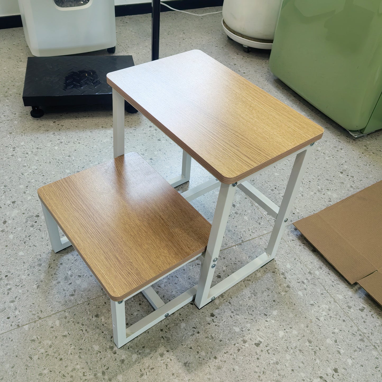 B2B Two Step Stool for Adults,Holds up to 500Lb,Wooden&Metal Frame. SK402